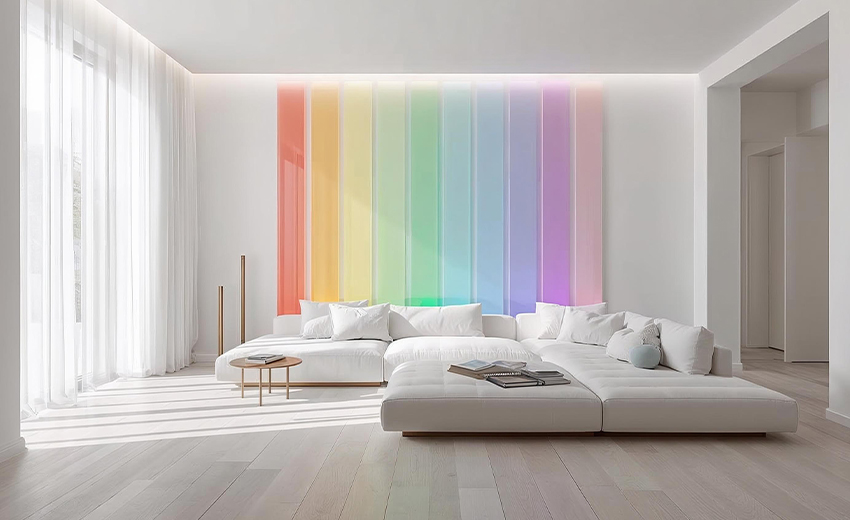 Decoración con colores del arcoíris