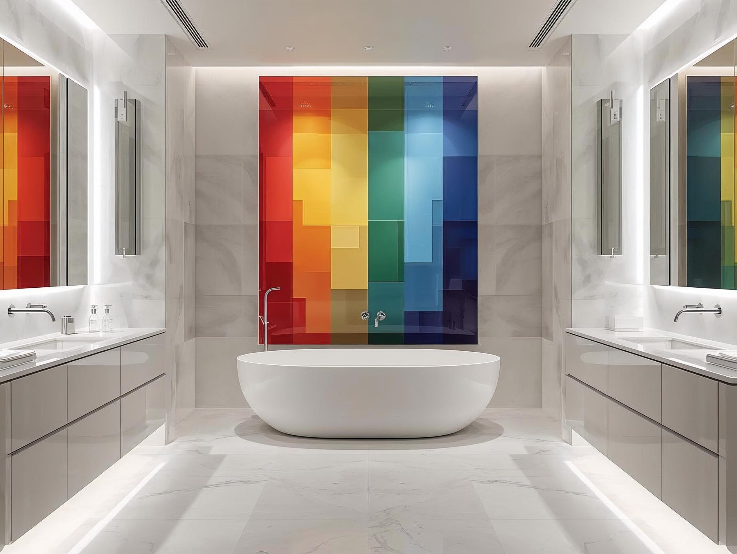 Decoración con colores del arcoíris